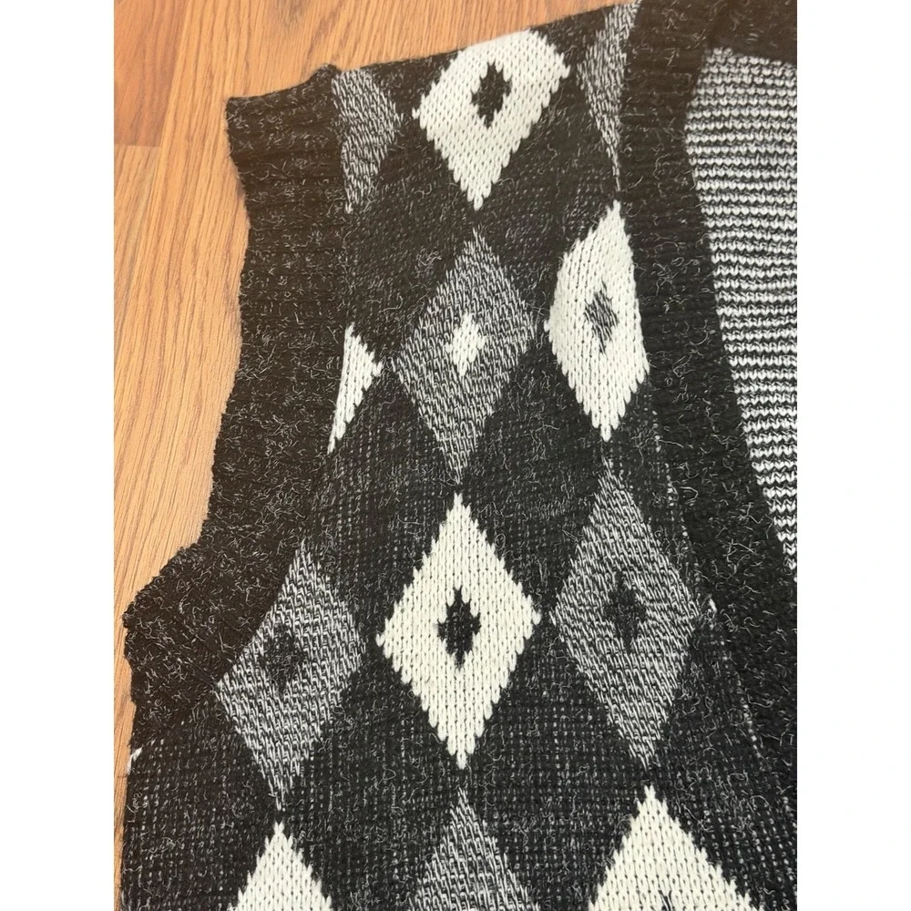 Vintage Sears Mens Large Argyle Cardigan Sweater Vest Made In USA